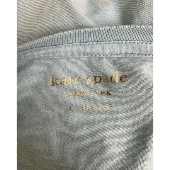 Kate Spade Light Blue Cocktail Hour Graphic Crewneck T-Shirt Sz. S - Picture 4 of 5
